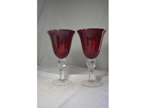2 Ruby Red Goblets