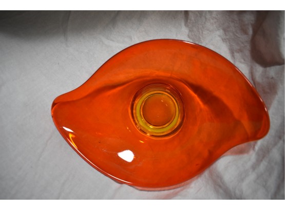 Orange Murano Glass Candy Bowl 8 1/2 Inches