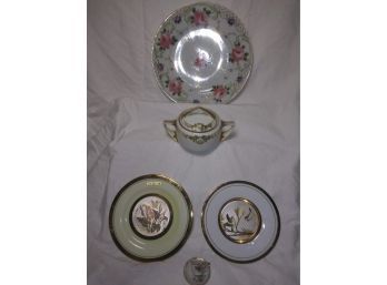 Items From Japan Including 2 Chokin Decorated Plates