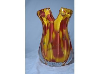 Multi Colored Glass Vase Handmade From Czech Republic