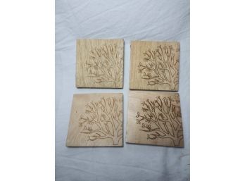 4 Hand Made Wooden Coasters From India