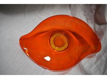 Orange Murano Glass Candy Bowl 8 1/2 Inches