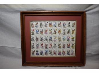 A Framed Sheet Of Stamps Featuring U.s. State Birds & Flowers