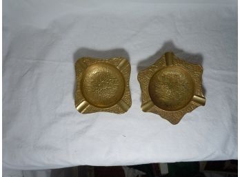 2 Brass Ashtrays From India