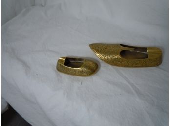2 Brass Ashtrays Shaped Like Shoes  From India