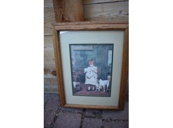 Adorable Print Of Girl With Dogs From The Original Painting By Charles Burton Barber