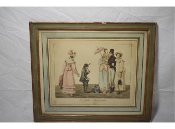 An Amazing Antique Print Of Les Petites Marionnettes In The Original Frame  Production Date 1815