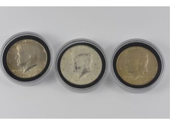 1964 Kennedy Half Dollar & 2 1976 Bicentennial