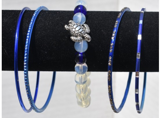 Set Of 5 Blue Bracelets