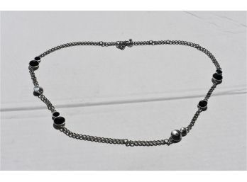 Chain Necklace W/ Black Beads