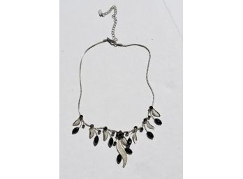 Black Crystal Leaf Necklace