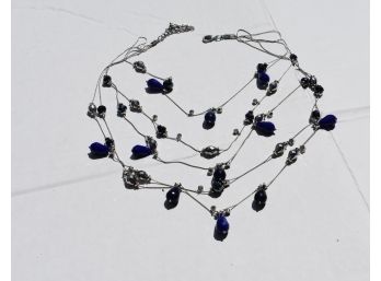 5 Strand Silver & Blue Necklace
