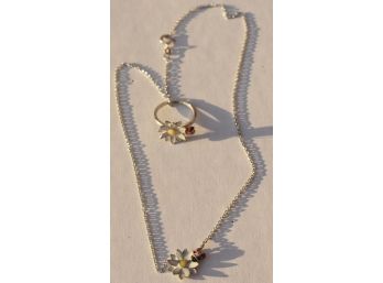 Daisy & Ladybug Necklace & Ring