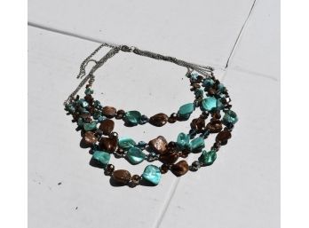 4 Strand Green & Brown Necklace