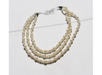 3 Strand Faux Pearl Necklace