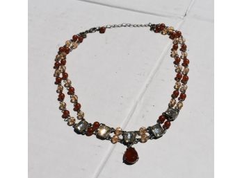 Multi Colored Bead & Crystal Necklace Marked N R