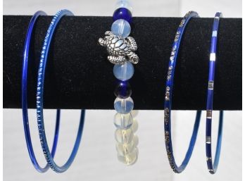 Set Of 5 Blue Bracelets