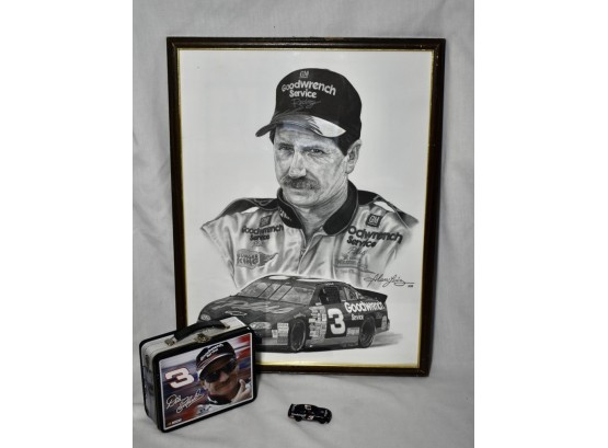 Dale Earnhardt Collection Framed Print 20x26 , Metal Box, And His #3 Race Car
