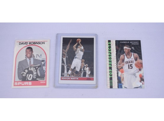 3 Basketball Cards - David Robinson-kenyon Martin-carmelo Anthony