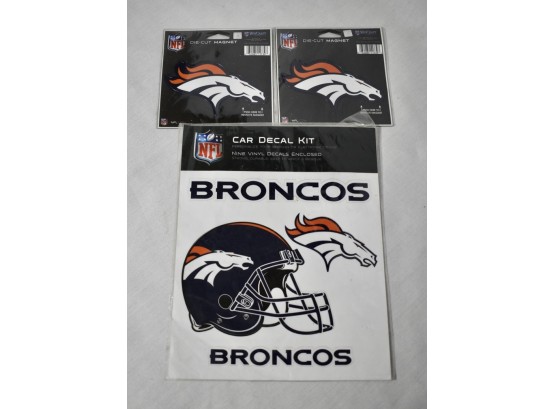 Set Of Broncos Car Decals And Die Cut Magnets
