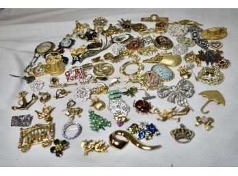 Large Lot Of Pins & Brooches