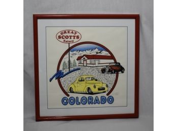 A Colorful Matted, Framed & Signed Limited Edition (17 Of 25) Print Of Great Scotts Eatery In Colorado 17x17