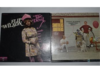 2 Comedy Vinyl Records From Flip Wilson And The Smothers Brothers