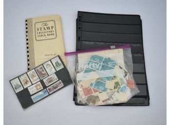 A Bag Full Stamps And Stamp Holders