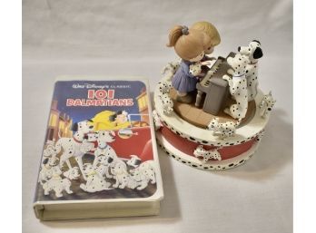 An Adorable Music Box And Vintage Black Diamond VHS  Tape Of 101 Dalmatians