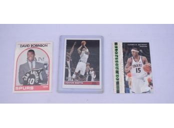 3 Basketball Cards - David Robinson-kenyon Martin-carmelo Anthony