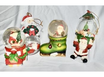 4 Santa's With Glass Globes