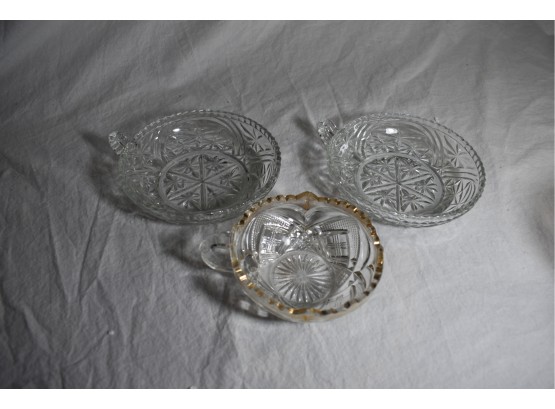 A Neat Assortment Of Vintage Glass Including Candy Dishes And Serving Cups