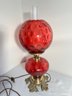 Fenton Cranberry Gone With The Wind Coin Dot Lamp