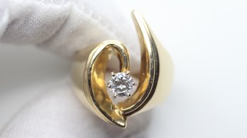 DIAMOND RING 14K YELLOW GOLD MID CENTURY MODERN MENS D.50CT 10.6 GRAMS SIZE 8 1934 ANTQIUE