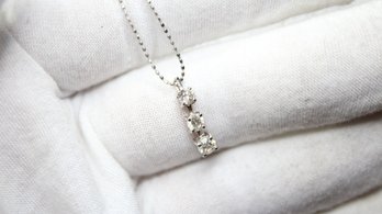 18K WHITE GOLD DIAMOND PENDANT NECKLACE NATURAL D.50CTW 1.93 GRAMS 16 INCHES GEMSTONE JEWELRY