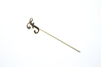 14K YELLOW GOLD PIN BROOCH INITIAL 'F' 1.27 GRAMS JEWELRY