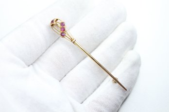 12k YELLOW GOLD FROV PIN NATURAL RUBIES BROOCH JEWELRY GEMSTONE