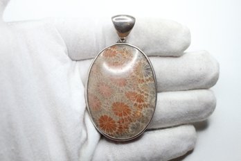 STARBORN FOSSILIZED CORAL PENDANT STERLING SILVER 925, 27.6 GRAMS, 65MM X 40MM
