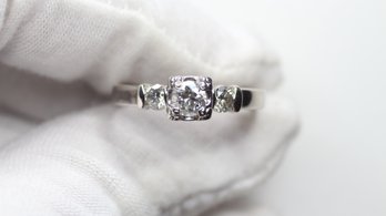 DIAMOND ENGAGEMENT RING 14K WHITE GOLD OLD EURO CUT 1.00CTW SIZE 9.25, 4.7 GRAMS FINE JEWELRY