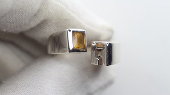 Gucci Citrine G Split Bypass Nail Ring Sterling Silver 925