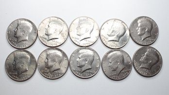 Lot Of (10) 1776 - 1976 Bicentennial John F Kennedy Half Dollar