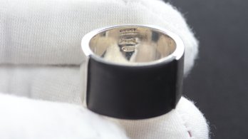 GUCCI UNISEX RING 925 STERLING SILVER G LOGO MADE IN ITALY SIGNATURE BELT AUTHENTIC BRAND