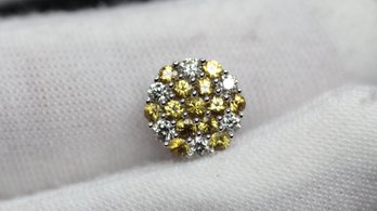 18K WHITE GOLD YELLOW SAPPHIRE & DIAMOND PENDANT 0.70CTW, 1.17 GRAMS, NATURAL GEMSTONE JEWELRY DIAMONDS