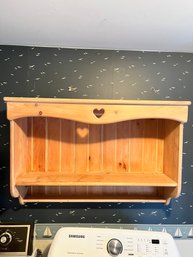 Wooden Pine Wall Shelf With Heart Cut Out