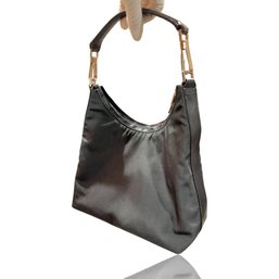 GUCCI Vintage Shoulder Hand Bag Nylon Leather Black Authentic