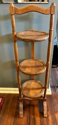 Vintage Folding Wooden 3-Tier Cake Or Pie Stand