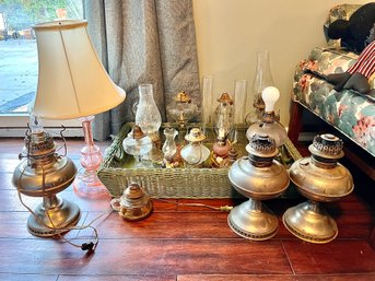 Lot Of Oil & Electric Lamps
