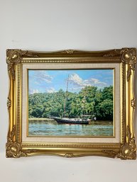 Signed Oil Painting Of Ship 2001