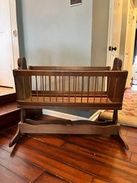 Antique Wooden Rocking Baby Cradle
