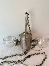 Antique Double ANGLE Oil LAMP Mfg. Co. Kerosene Ceiling  Light